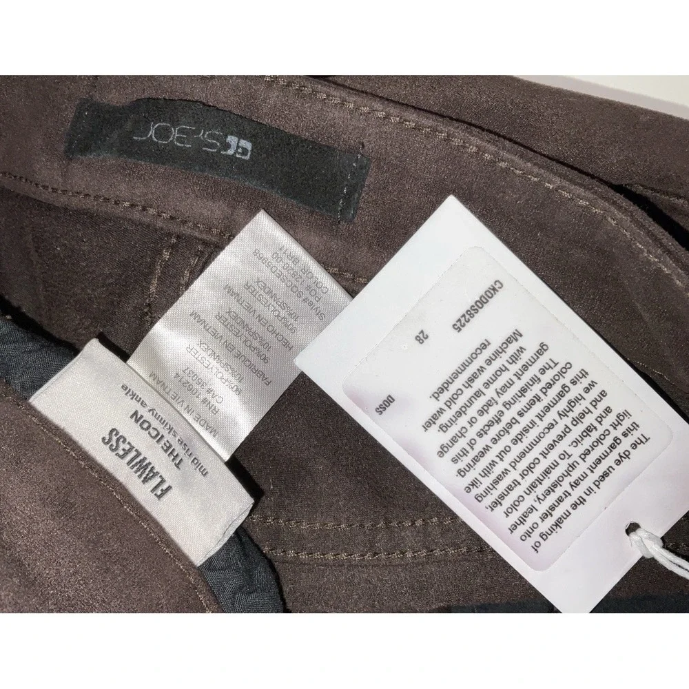 NWT Joe's Jeans‎ Flawless The Icon Suede Mid Rise Skinny Ankle Pants Brown 28
